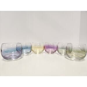 Vintage Ombre Tumbler Glasses Set of 6 – Multicolor Pastel Barware